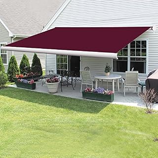 Full Cassette Electric Remote Controlled Retractable Garden Patio Canopy Awning 4x3M Wine Red