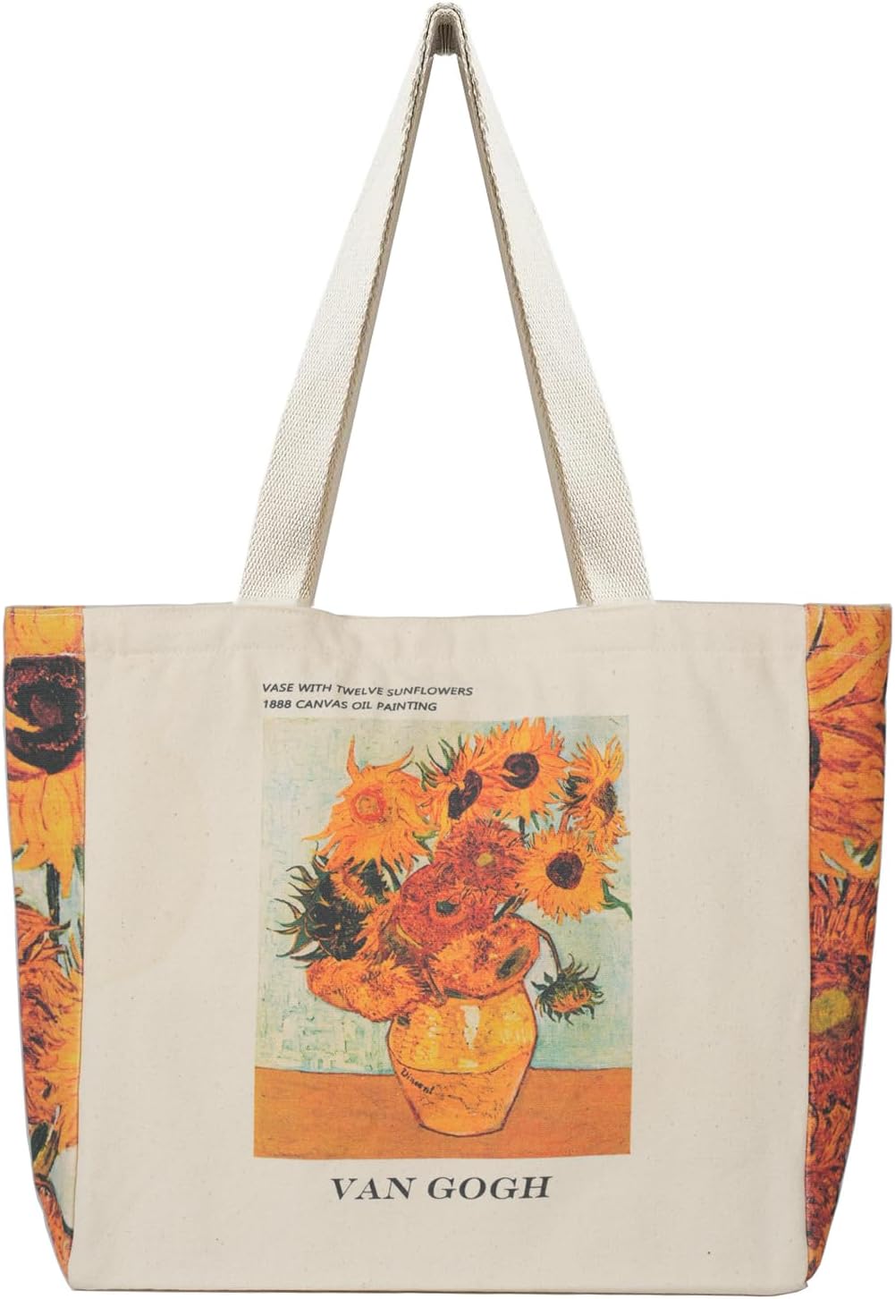 BROADREAM Aesthetic Canvas Tote Bag for Women, Vintage Reusable Book Tote Bag with Inner Zipper Pocket