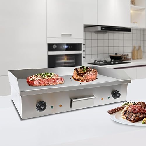Miniatura 3 de Plancha eléctrica comercial para encimera, plancha eléctrica de 3 KW, parrilla superior plana con control preciso de temperatura y caja de