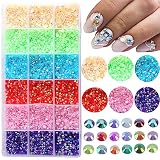 FULZTEY 19200Pcs Flatback Rhinestones for Craft Jelly Nail Art Rhinestones Crystals Gem Stones 6 Col