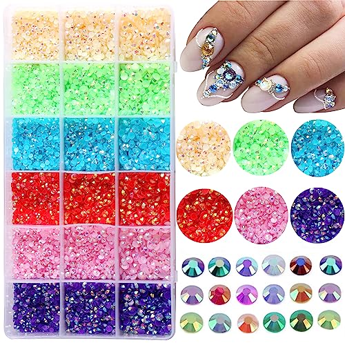 Fulztey 19200Pcs Flatback Rhinestones For Craft Jelly Nail Art Rhinestones Crystals Gem Stones 6 Color Bulk Rhinestone For Nail Diamond Jewels Decoration Design Charms Diy Crafts Clothes Shoes Jewelry #TOP30