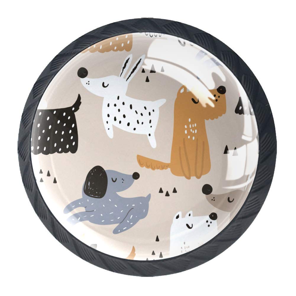 Childish Hand Drawn Dogs Cabinet Dresser Drawer Knobs Glass Pull Handle for Cabinet Door Wardrobe Cupboard — image 1