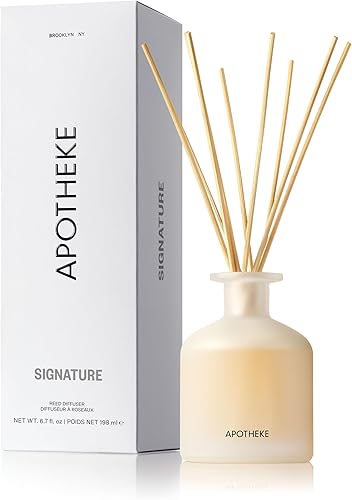 Apotheke Difusor de varillas perfumadas de lujo para el hogar, vetiver blanco, aceite esencial de 6.7 onzas líquidas para aromaterapia, difusor de