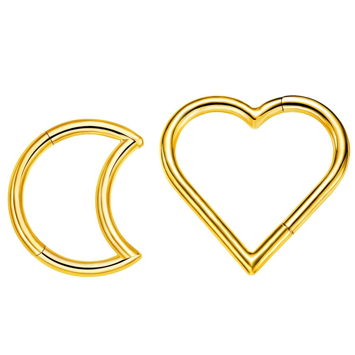 VOJOVOJO 2 Pcs G23 Titanium Heart Daith Piercing Jewelry Rook Tragus Clicker Ring Cartilage Earrings 16G