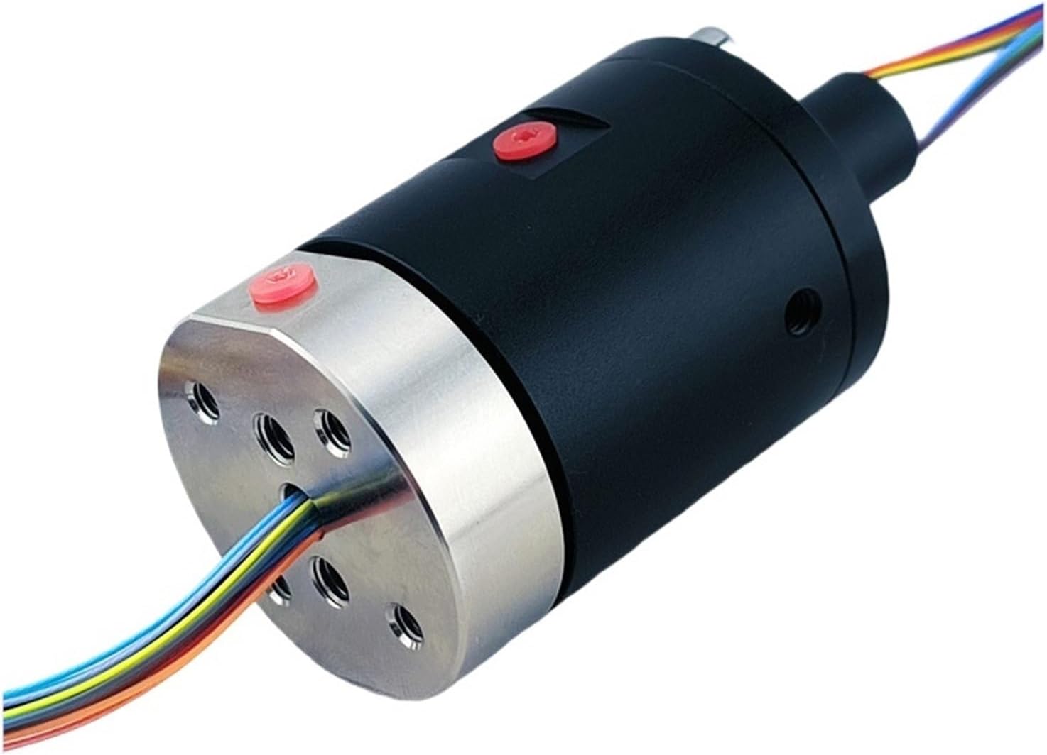 2 in 2 out M5 tooth 12 way 2A rotary gas electric slip ring 2 channel gas connector gas electric slip ring connector(Q2PM5 12PS Side exhaust)