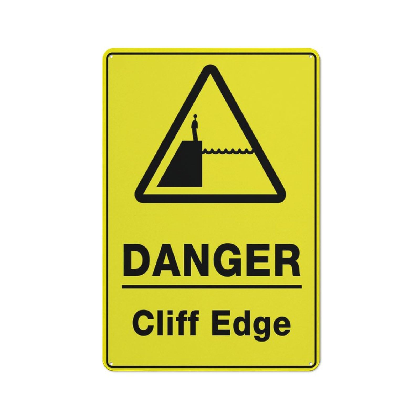Danger Caution Cliff Edge Sign Metal Signs 12X8 Inch Rust Free Aluminum,Uv Ink Printing,Durable/Weatherproof Outdoor For Home
