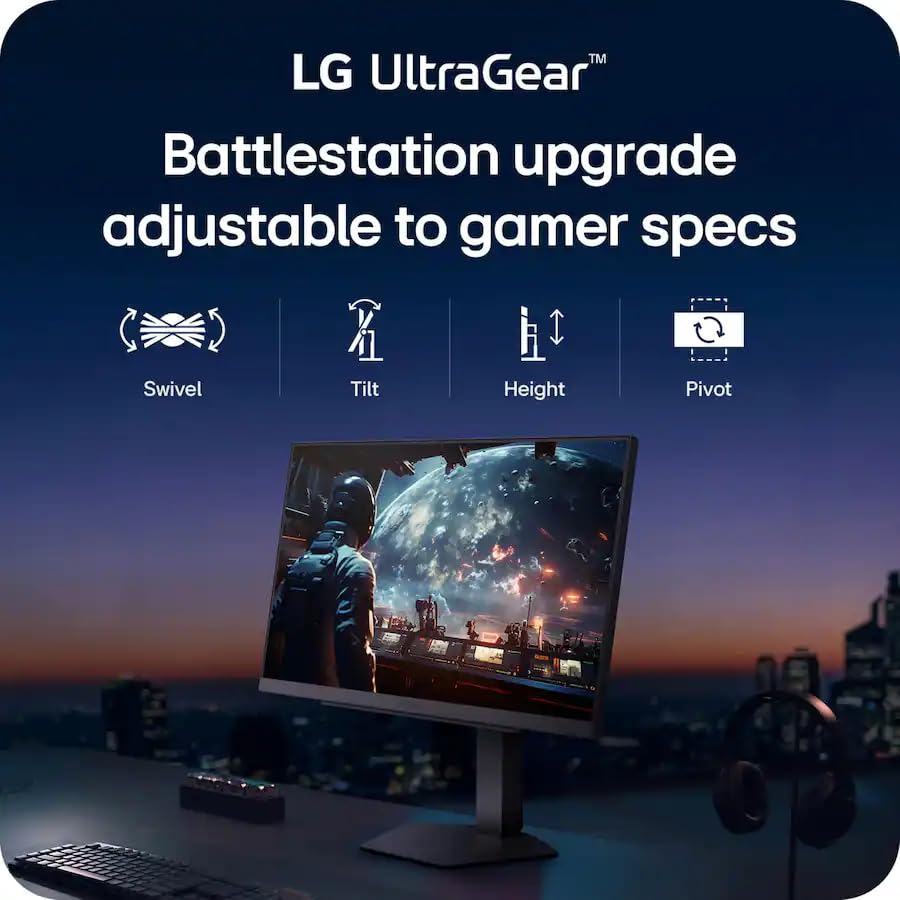 Image of LG 27 inch Ultragear 4K(3840 x 2160) Gaming Monitor | IDual Mode up to 360Hz, 1ms | NVIDIA G-SYNC Compatible & AMD FreeSync Premium | VESA DisplayHDR 400, 95% DCI-P3 | Adjustable Ergonomic Stand | Black