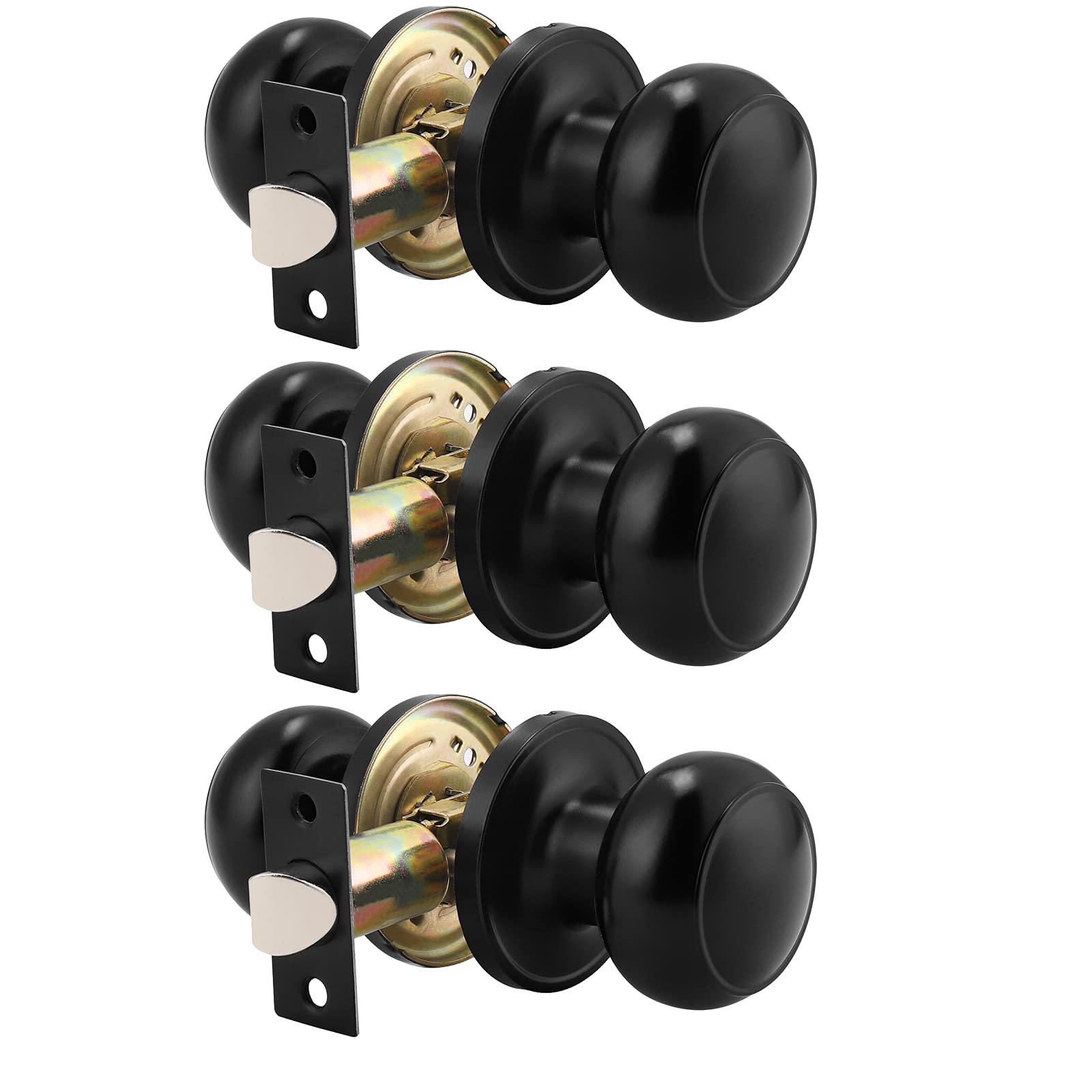 Probrico Black Passage Door Knobs - Keyless & Modern -30