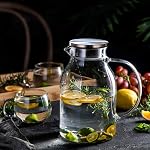 68OZ Glass Pitcher with Lid and Spout - High Heat Resistance Pitcher for Hot/Cold Water & Iced Tea