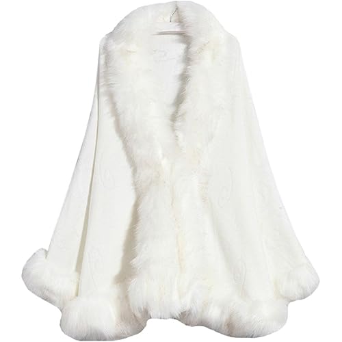 Kelaixiang Faux Fox Fur Shawls Jackets Bridal Cape Coats Wraps Winter Scarves