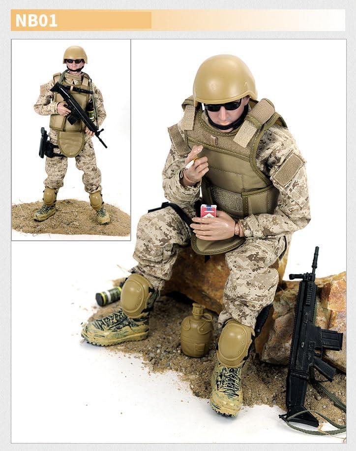 12 inch Military Soldiers Realistic Special Forces Army Man Action Figures Play Set with Accessories Collection (NB01- Navy Seal Team)