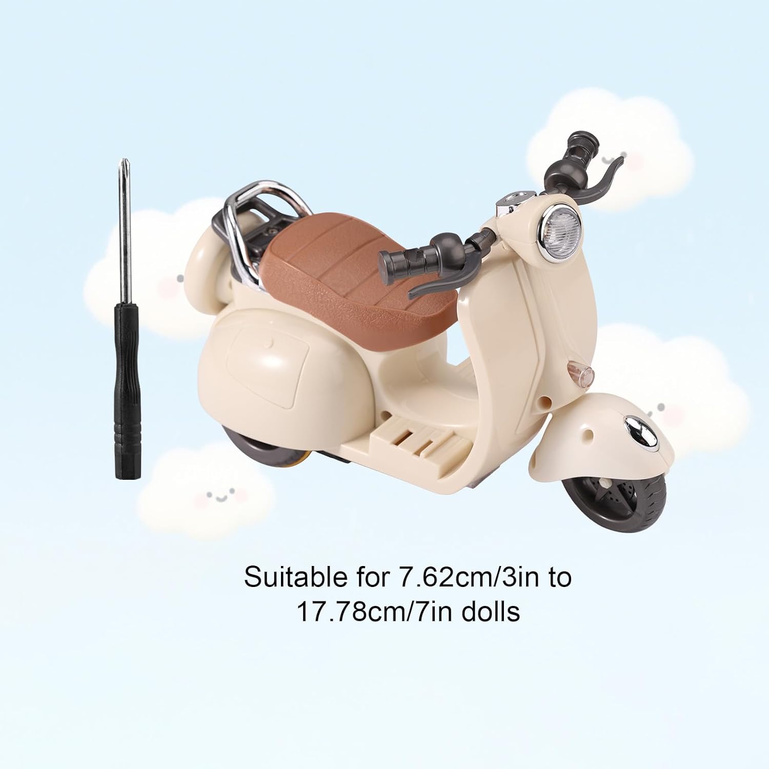 Mini Scooter Toy, Interactive Model Doll Car Accessories with Music and Light Toy Vehicle for Dolls Motorcycle Rotating Desktop Decoration Ornament