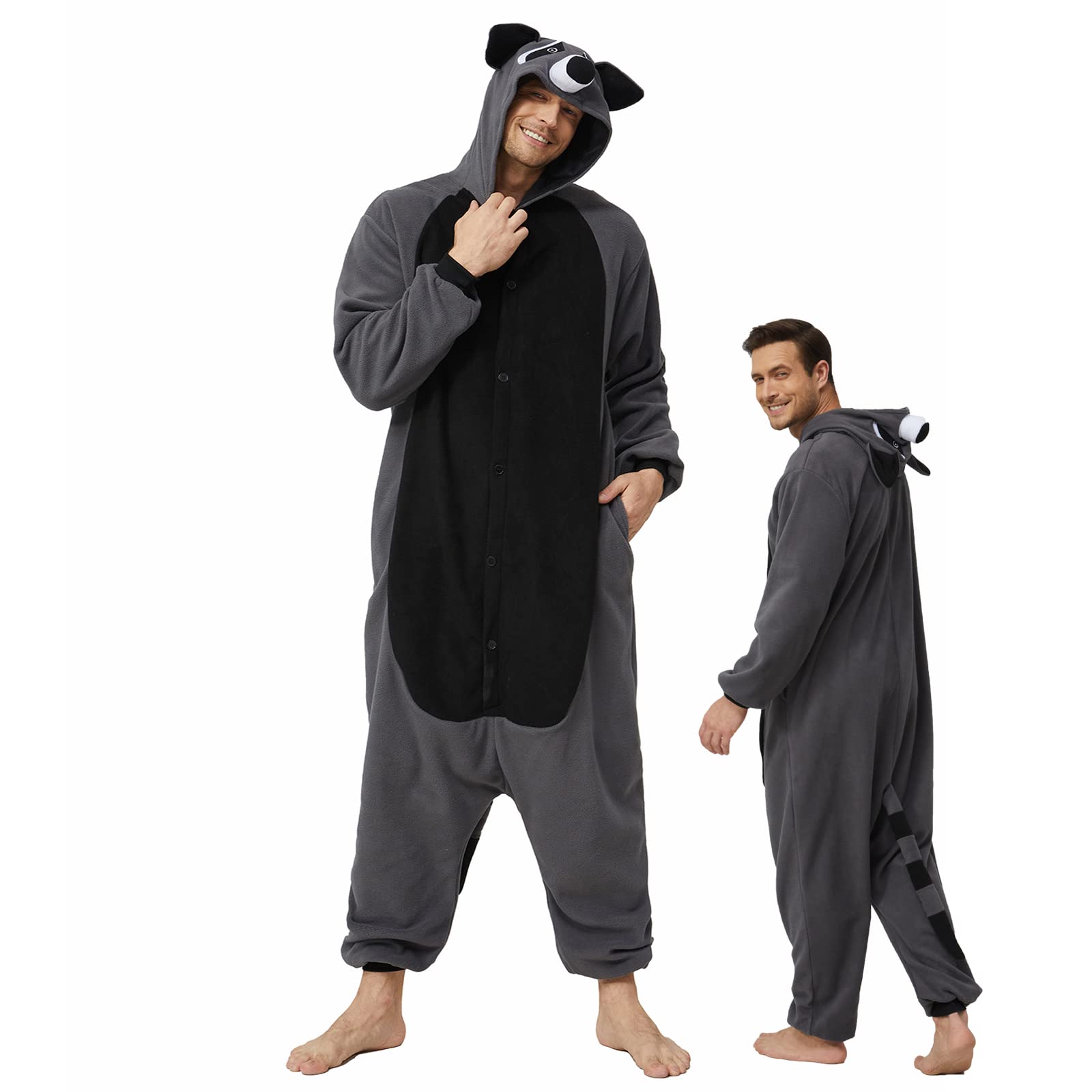 Kigrucme Unisex Adult Cartoon Onesie Pajamasr One Piece Black Bear Animal Costume Halloween Cosplay Homewear Anime Costume