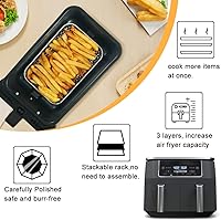 Vista 4 de BYKITCHEN Rejilla para freidora de aire para freidora de aire Ninja Dual Airfryer, 3 piezas apilables de acero inoxidable, accesorios rectangulares