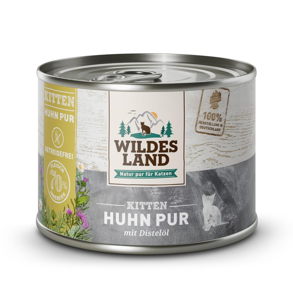 Wildes Land - Huhn mit Distelöl - PUR Kitten Nassfutter für Katzen - 24 x 200 g