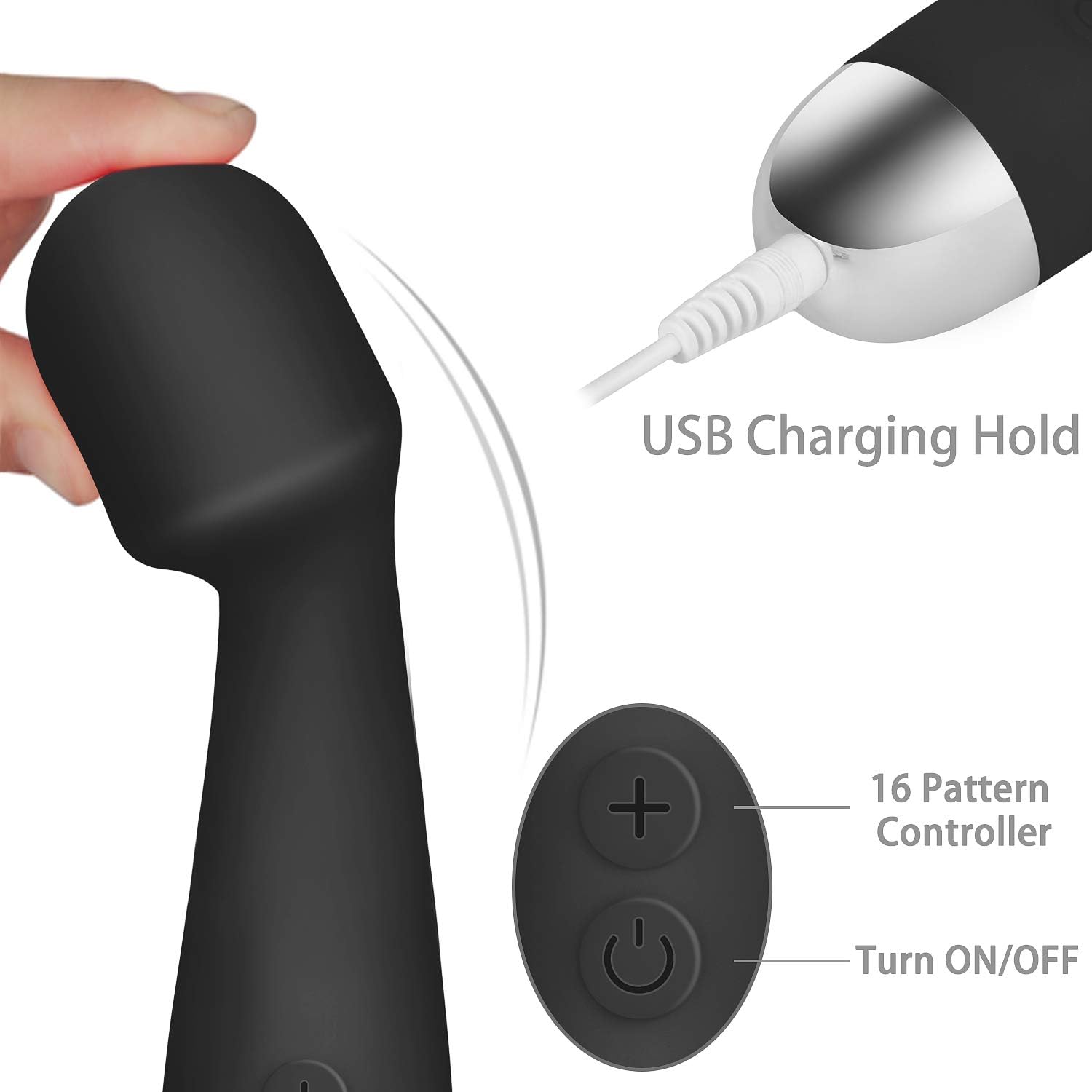 Mini Powerful Wand Massager with 20 Vibration Modes Quiet Waterproof Handheld Bullet Cordless for Neck Shoulder Back Body Massage Relax for Women/Men Muscle Aches