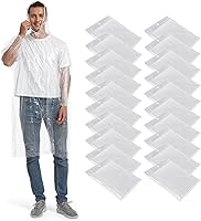 Opret 5/10/20 Pack Disposable Rain Ponchos - Bulk Waterproof Emergency Ponchos for Adults Unisex with Drawstring Hood