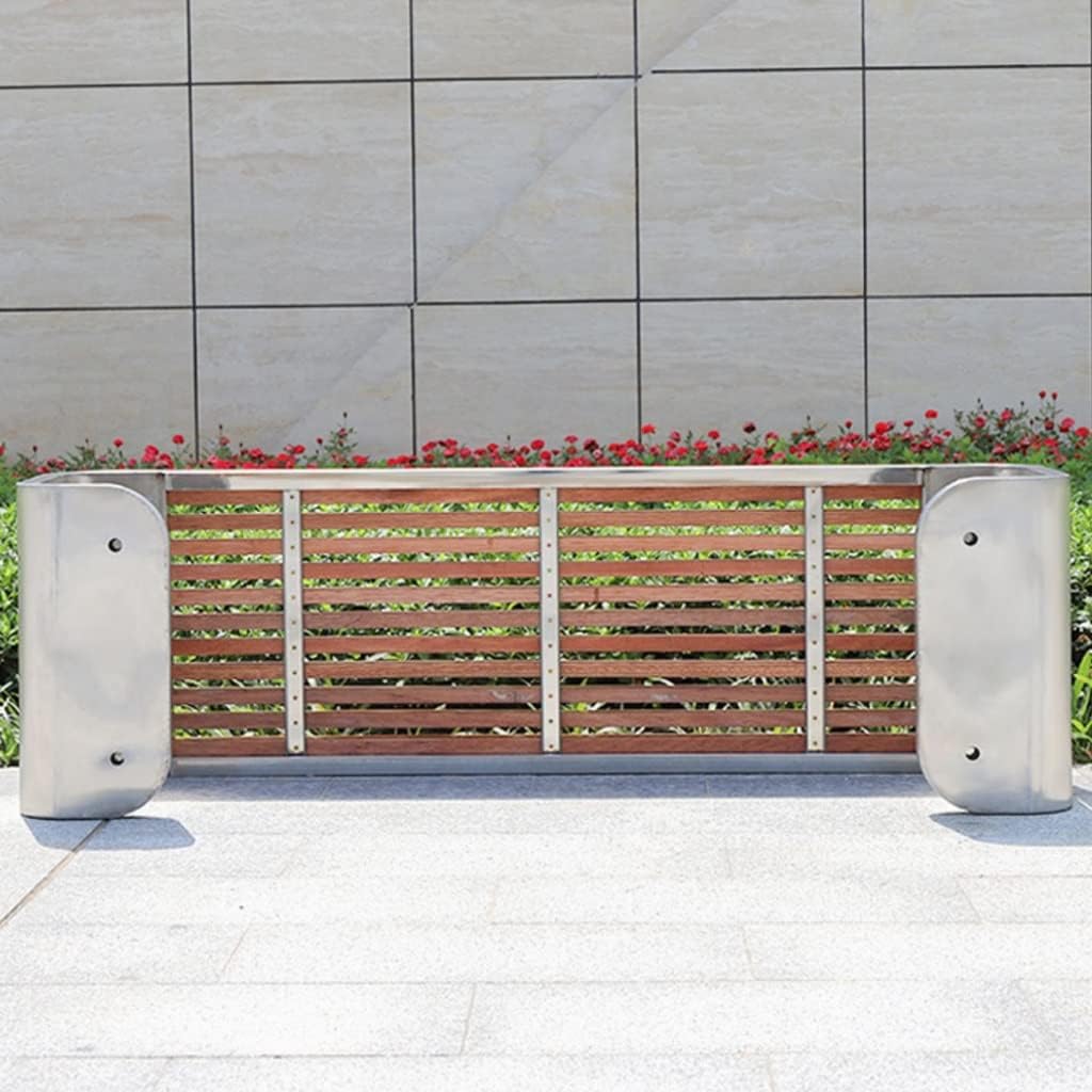 Patio Benches for Outdoors Outdoor Park Chair Garden Solid Wood Leisure Home Open-air Seat Stainless Steel Rest Bench Garden Benches for Outdoors