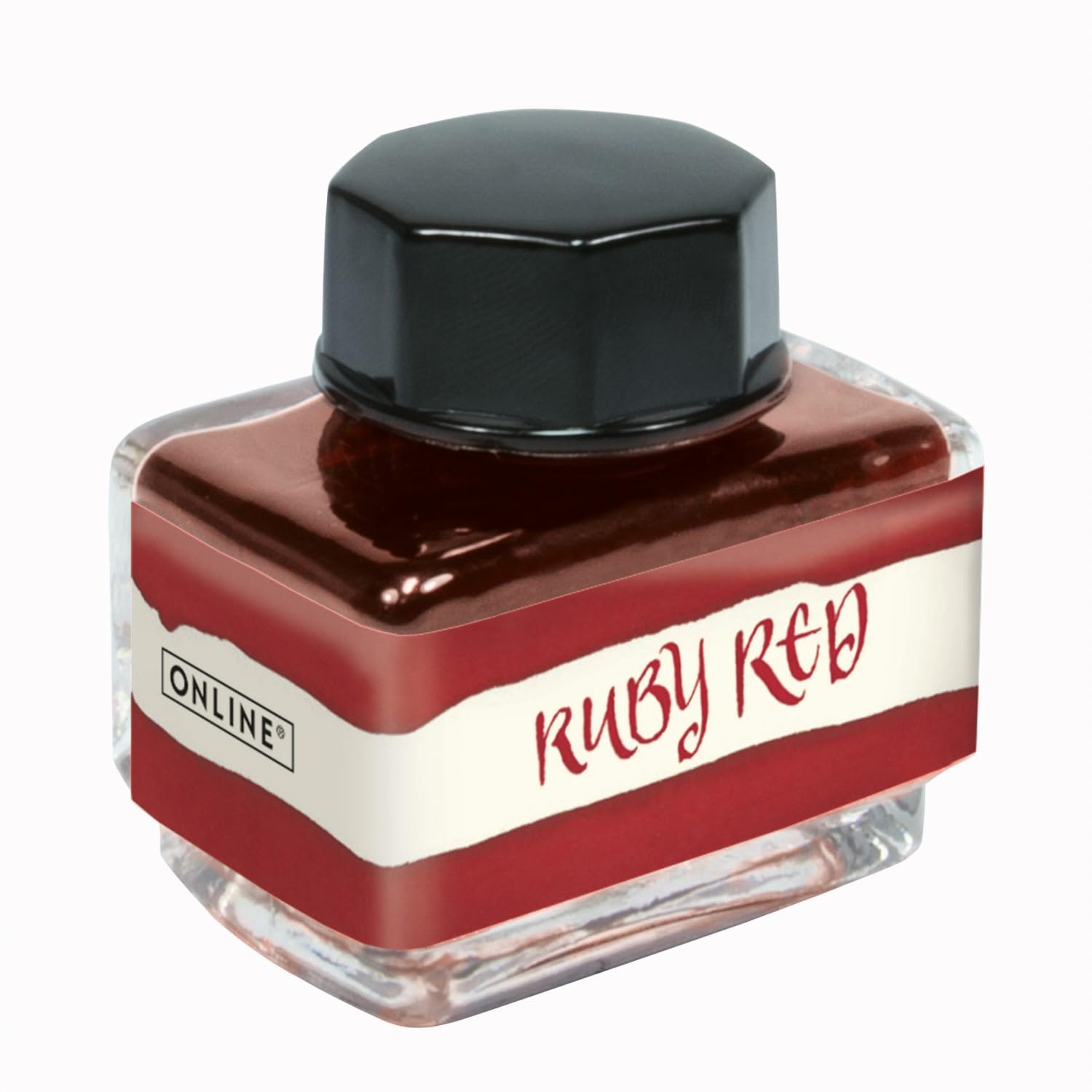 ONLINE Butelka z czerwonym atramentem, 15 ml, na bazie wody, do kaligrafii, rękodzieła, pisania, szklana butelka