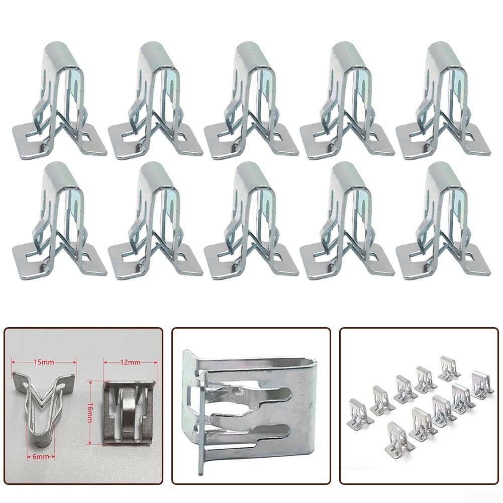Clips De Fixation En Métal Pour Garniture Auto - Lot De 10 - 17 Mm - Pour Pare-chocs, Jupes, Tableau De Bord