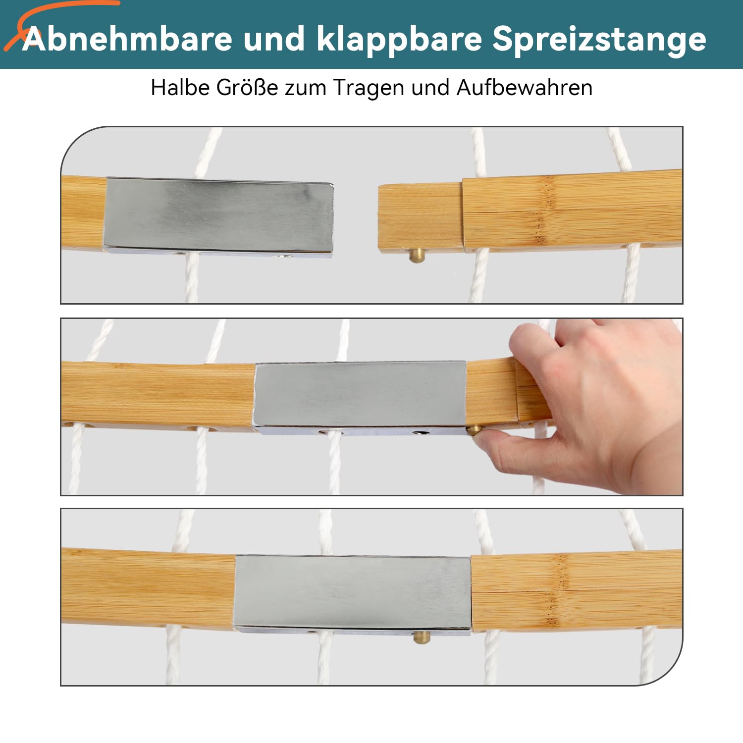 Bathonly Große Outdoor Hängematte für 2 Personen, 3m doppelhängematte, Gesteppte Stoffschaukel mit Faltbarer, gebogener Stange, abnehmbarem Kissen, Tragetasche, bis 204 kg belastbar, Beige