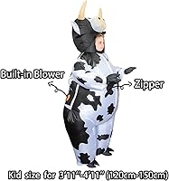 Vista 3 de Stegosaurus Disfraz inflable de vaca para niños, disfraces inflables de Halloween para niños, divertido traje de vaca para niños y niñas, fiesta