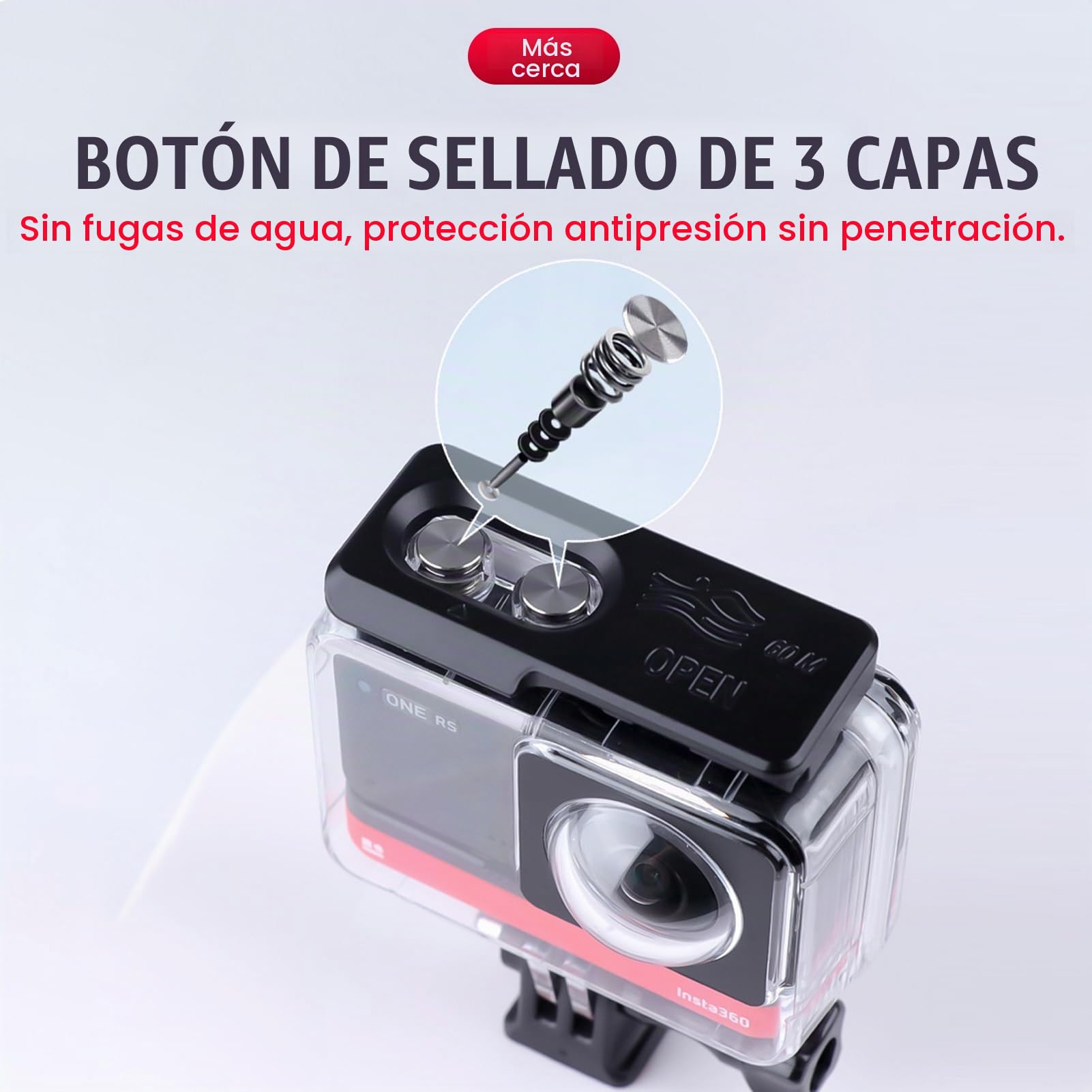 Funda de Buceo para Insta360 One RS, Carcasa Protectora Impermeable, Resistente Al Agua hasta 30 M de Profundidad, para Buceo, Surf, Esnórquel