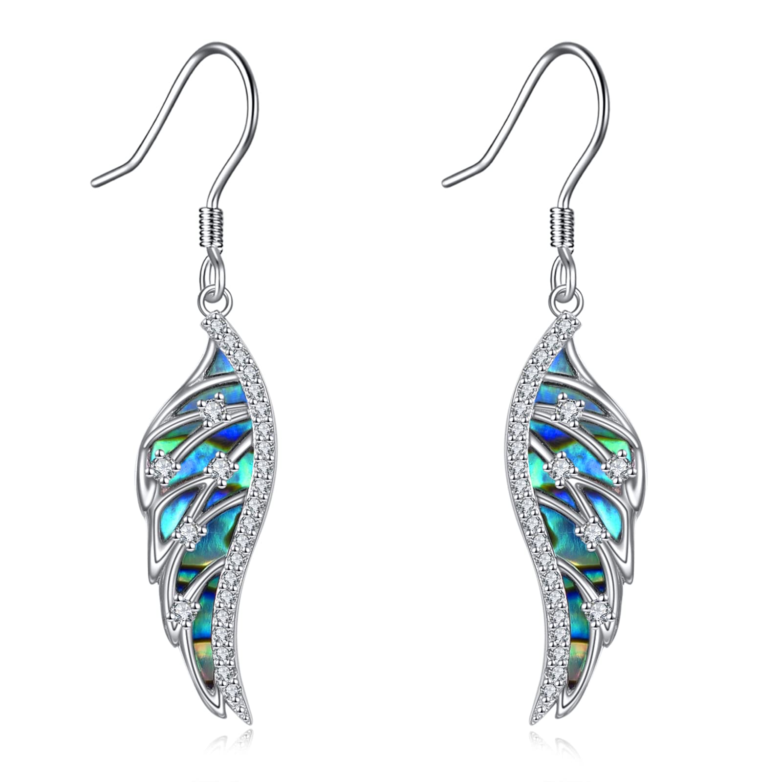 URONE Angel Wings Earring for Women Sterling Silver Fashion Dangle Drop Earring