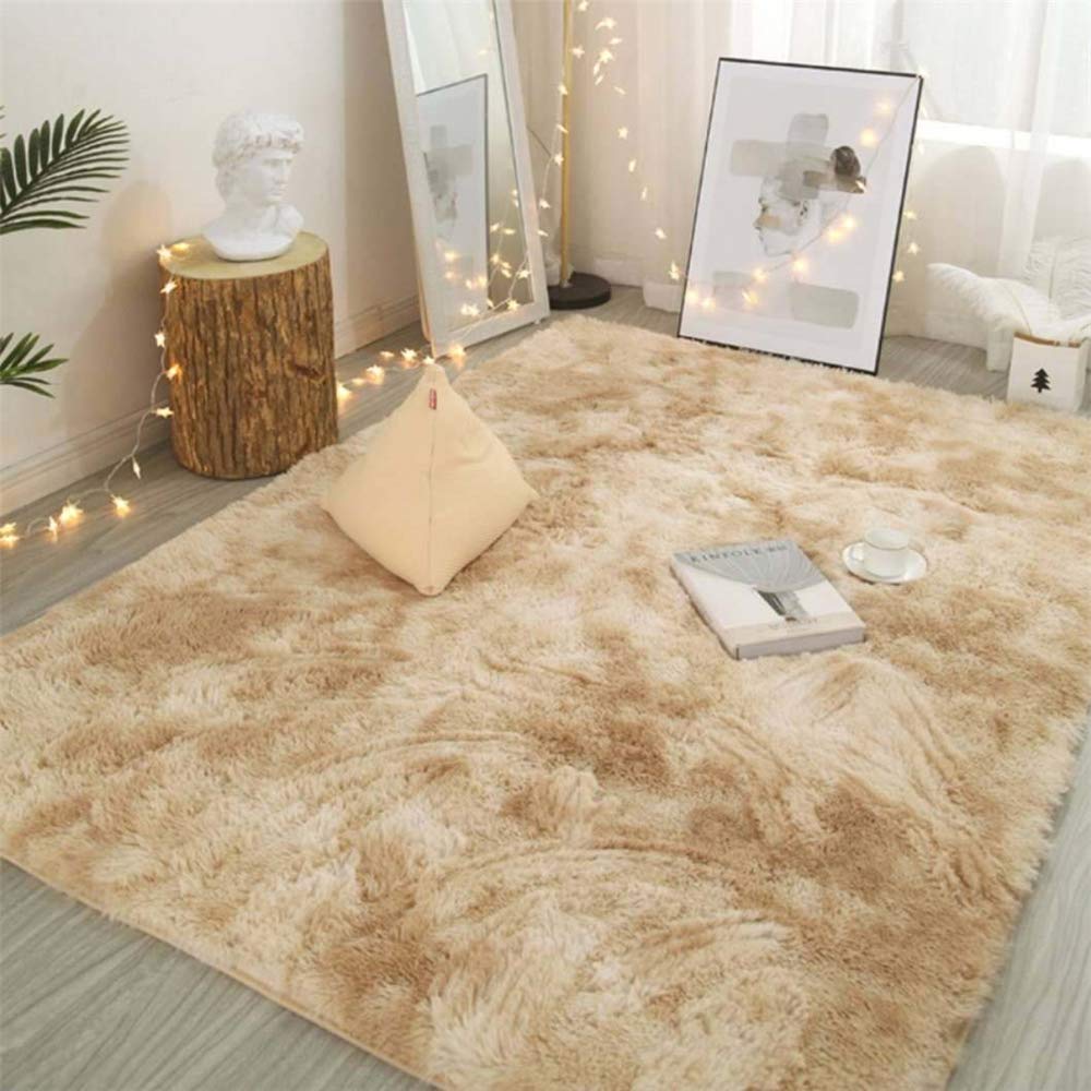 Hiseng Rugs Tapis de Salon Longs, Shaggy Doux et Confortable Tapis de Sol Moelleux Moderne Antidérapant Rugs pour Décoration Intérieure Salon (160x230cm,Beige)