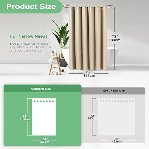 Vista 408 de Dynamene Cortina de ducha larga de tela negra – Cortinas de ducha de tela alta y resistente con textura de gofre, juego de cortina de baño de lujo