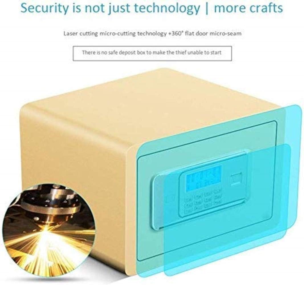 Safes Household Password Deposit Box High Security Steel Vault, Anti-Theft Fireproof and Waterproof Electronic * 25Cm Safebox,Brown strongbox