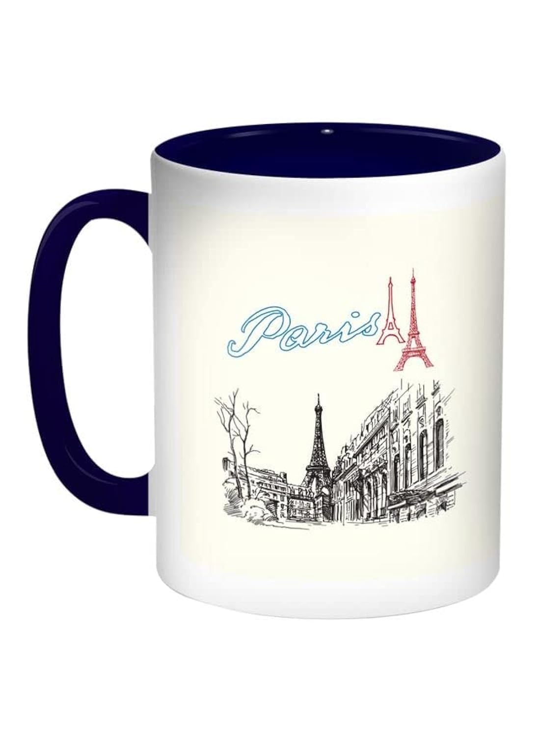 RYNParis Eiffel Tower Printed Coffee Mug 11 Ounce Blue/White/Red