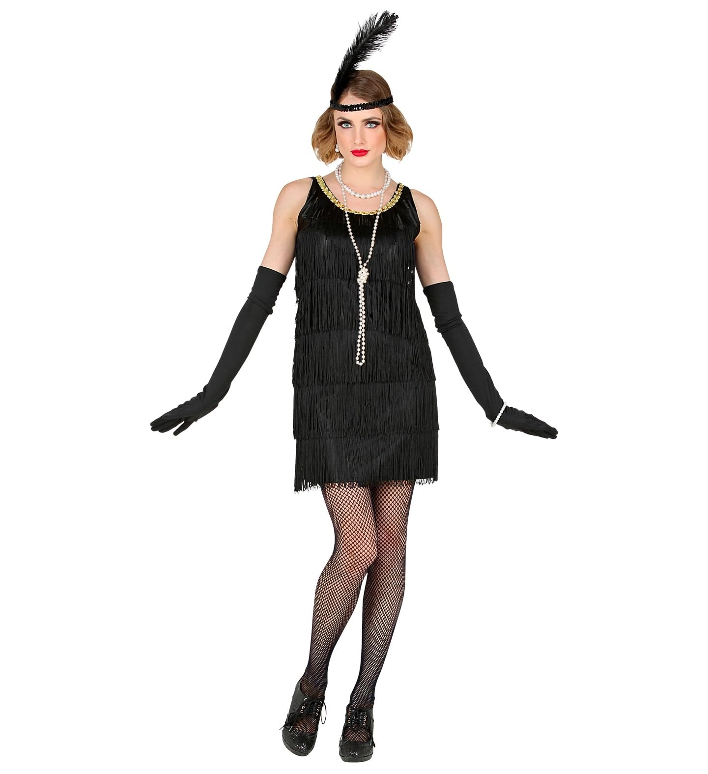 W WIDMANN MILANO Party Fashion - Costume années 20 Charleston Flapper, robe à franges, déguisements de carnaval