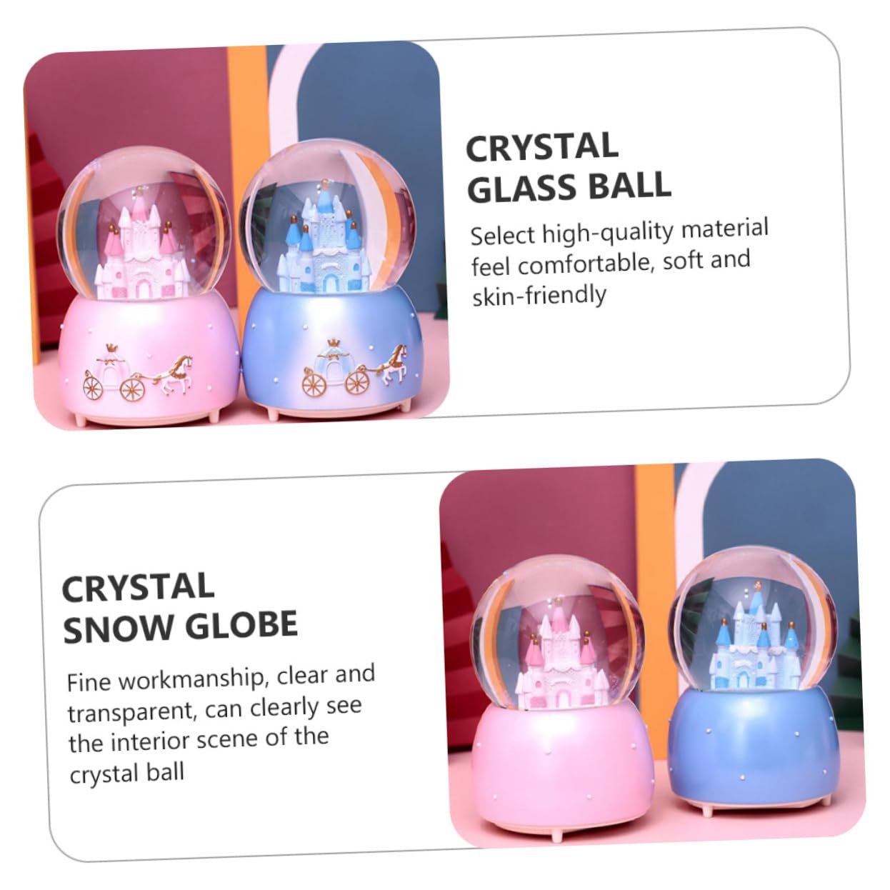 Bola Musical de Cristal Rosa Diseño Creativo y Único, Bola Decorativa para Salón y Dormitorio, Hecha de Resina y Vidrio para Crear Sorpresa y Calidez