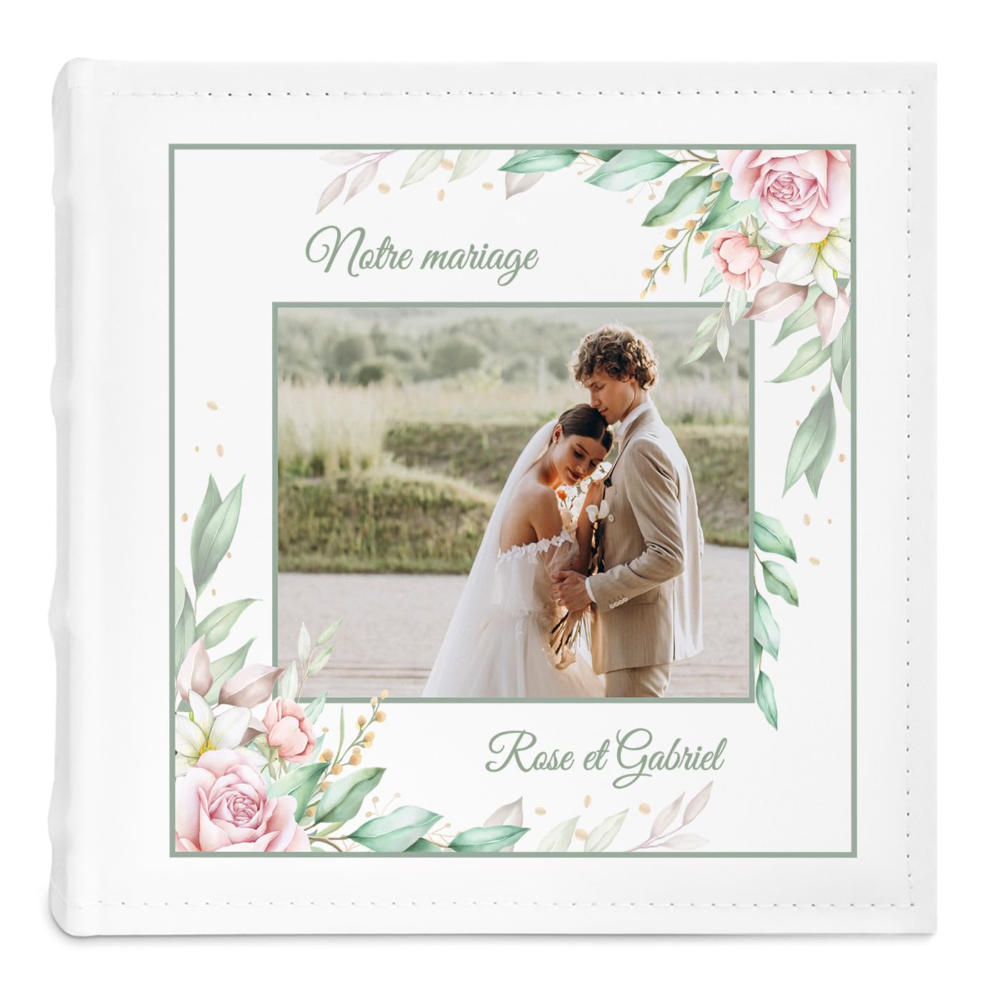 Album photo mariage en cuir blanc personnalisable pour des souvenirs uniques