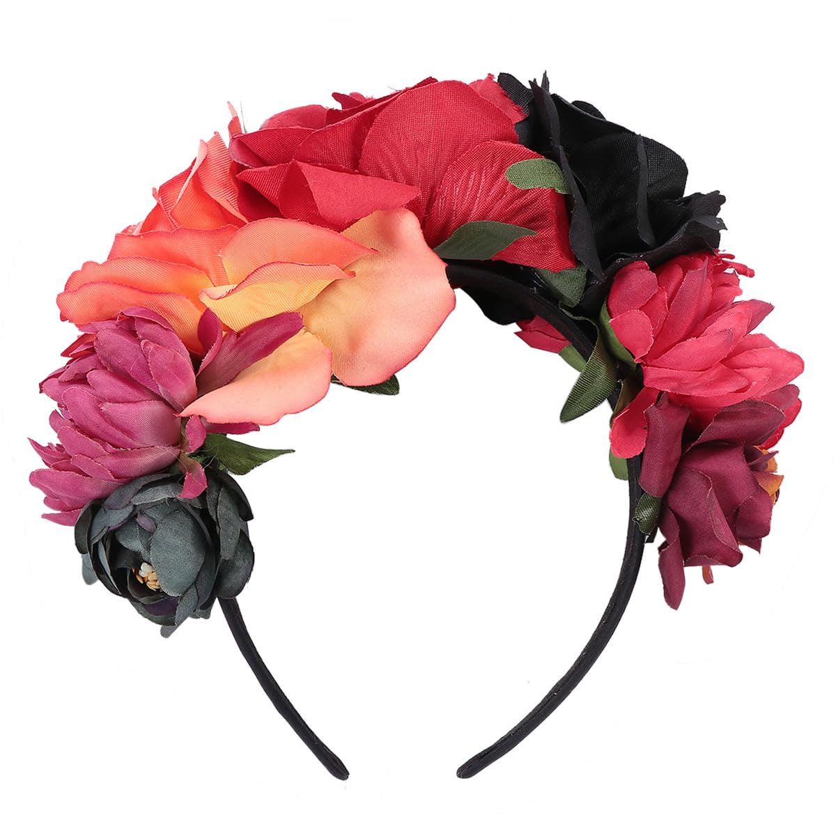 FRCOLOR Mexican Floral Headband for Women,Halloween Flower Crown Hair Hoop Rose Headband for Cosplay,Party