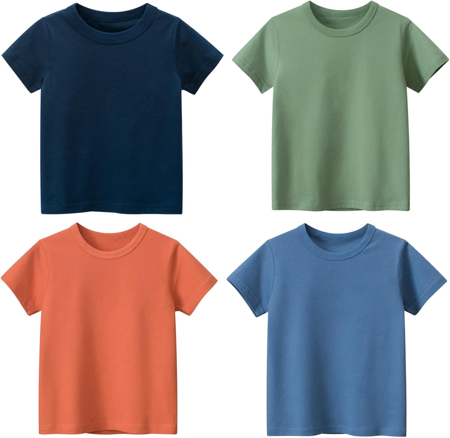 NautySaurs 4-Pack Toddler Boys T-Shirts Solid Color Short Sleeve Tees Summer Crewneck Tops