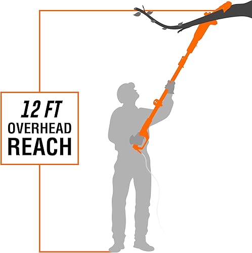 Miniatura 4 de WEN 4019 Sierra de poste telescópica eléctrica de 8 pulgadas de 6 amperios, eléctrica con cable - Negro y naranja