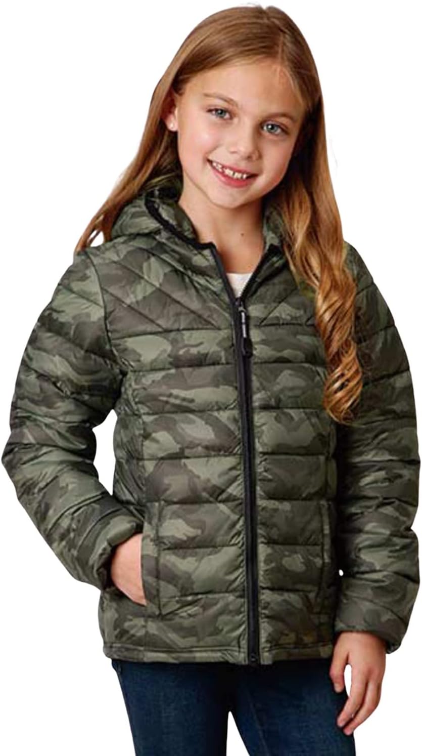 Roper Girls' Camo Nylon Insulated Hooded Anorak Coat