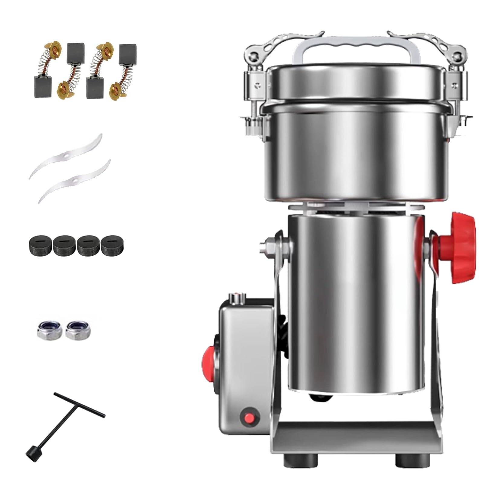 Pnpaea Spice Grinder Electric Grain Grinder Mill 2500W Stainless Steel 28000RPM High Speed Mill with Overload Protection and Timer for Kitchen Spice Herbs Nut Cereals 304-1000g