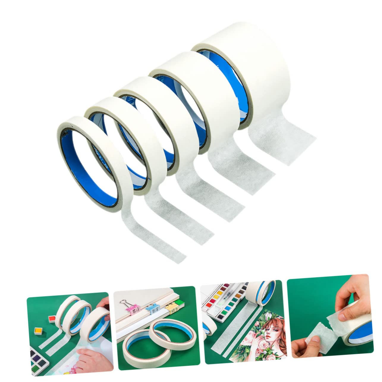 5 Rollen Malerkrepp aus Papier Leicht Abziehbar und Schützend Praktisches Künstler Klebeband für Malerarbeiten und Kreative Zeichnungen zu Hause