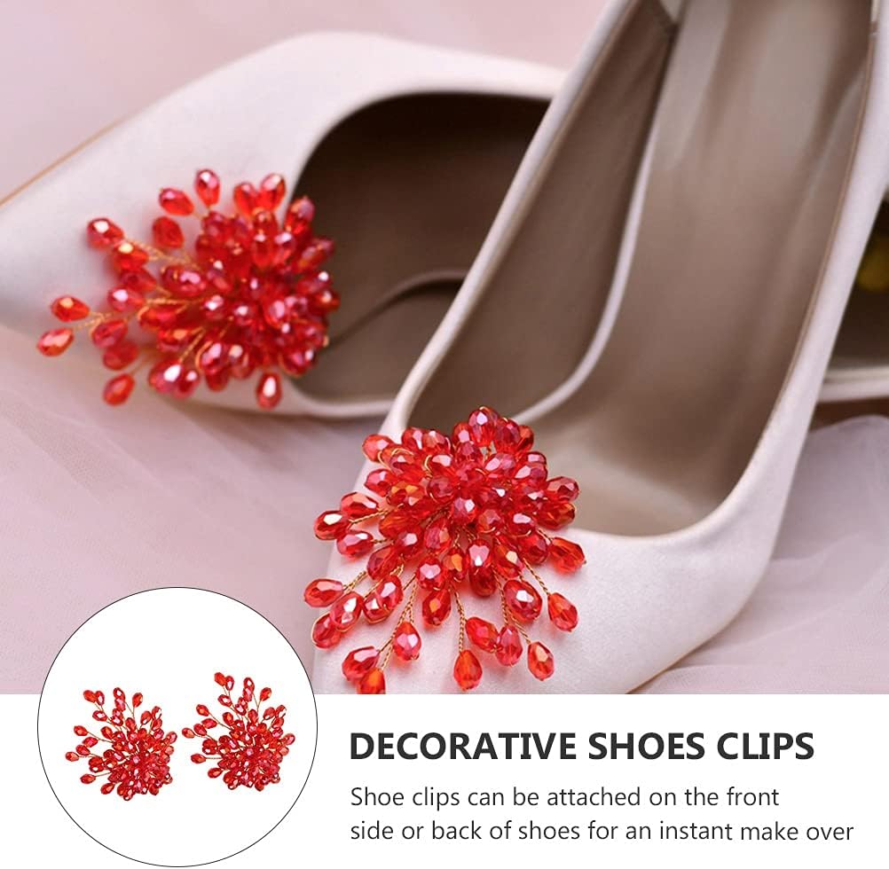VALICLUD 2pcs Crystal Bridal Shoe Clips Buckles for Women Elegant Rhinestone Shoe Decorations for Weddings Parties and Special Occasions Versatile Clip Design for Flats Sandals and Heels