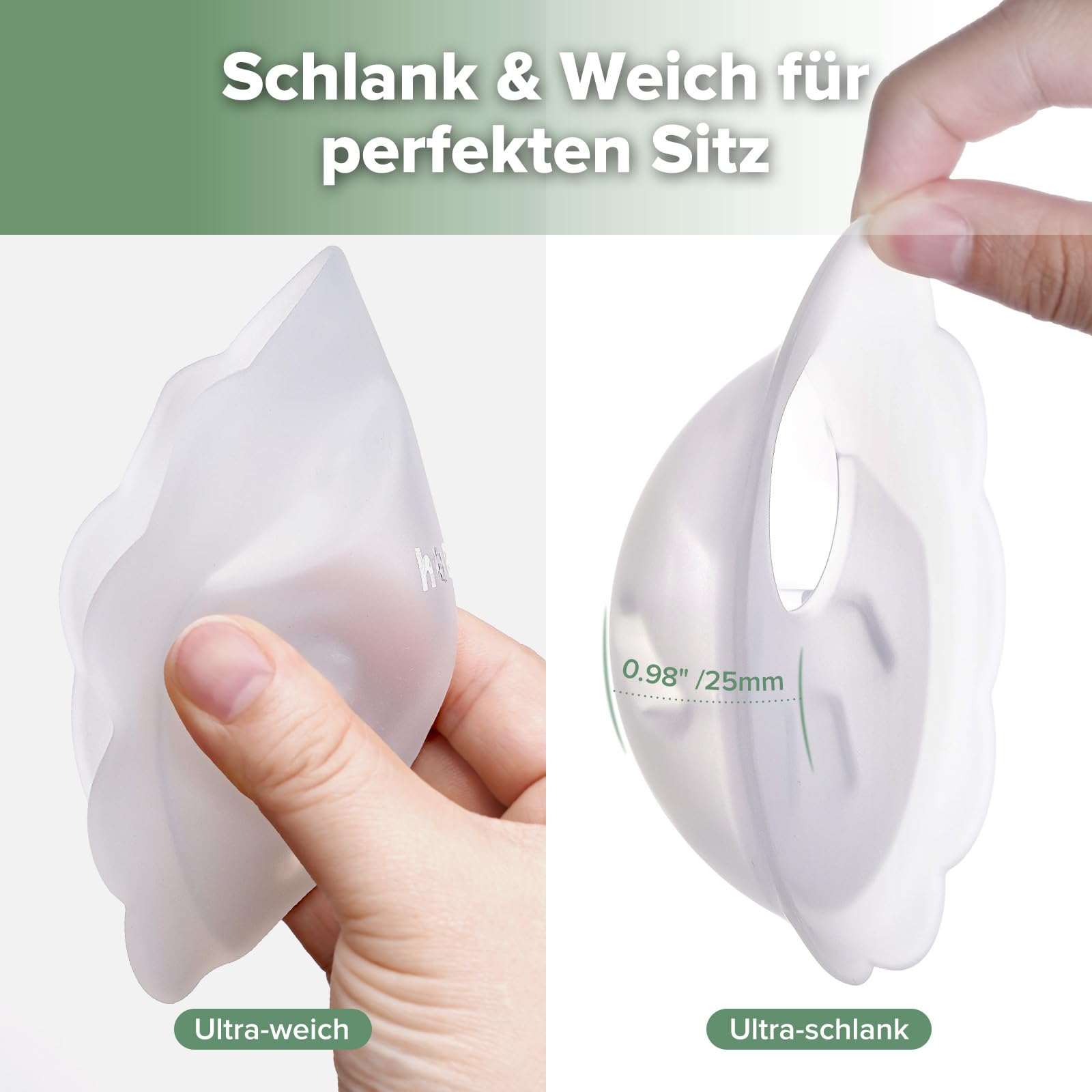 haakaa Petal Soft Silikon-Milchauffangbehälter 丨 Diskreter, auslaufsicherer Muttermilchauffangbehälter, wiederverwendbare Brustschalen, Milchauffangbecher zum Stillen mit Reinigungsbürste – 2 Stück