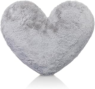 Brandsseller Herz-Kissen aus Plüsch 40x30 cm – Kuscheliges Dekokissen, Romantisches Geschenk zum Geburtstag, Valentinstag oder Muttertag – Weiches Zierkissen für Sofa, Bett und Reisen - Hellgrau