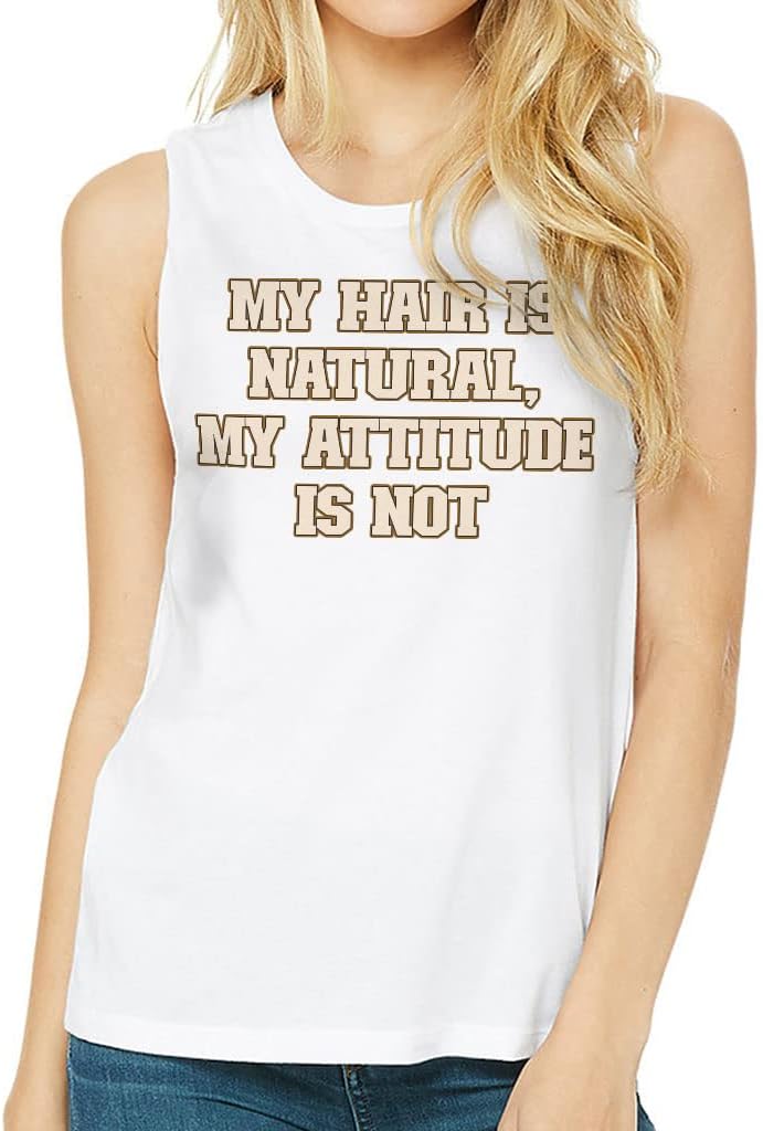 My Hair is Natural Women's Muscle Tank - Word Art Tank Top - Cool Workout Tank