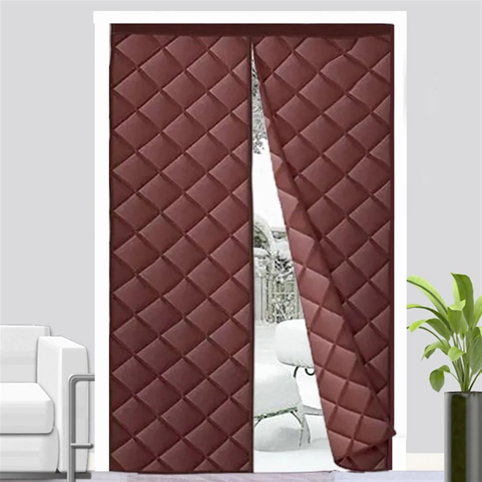 Tenda termica termica per porta d'ingresso, isolata, motivo scozzese, per inverno, freddo, per camera da letto, 85 x 210 cm