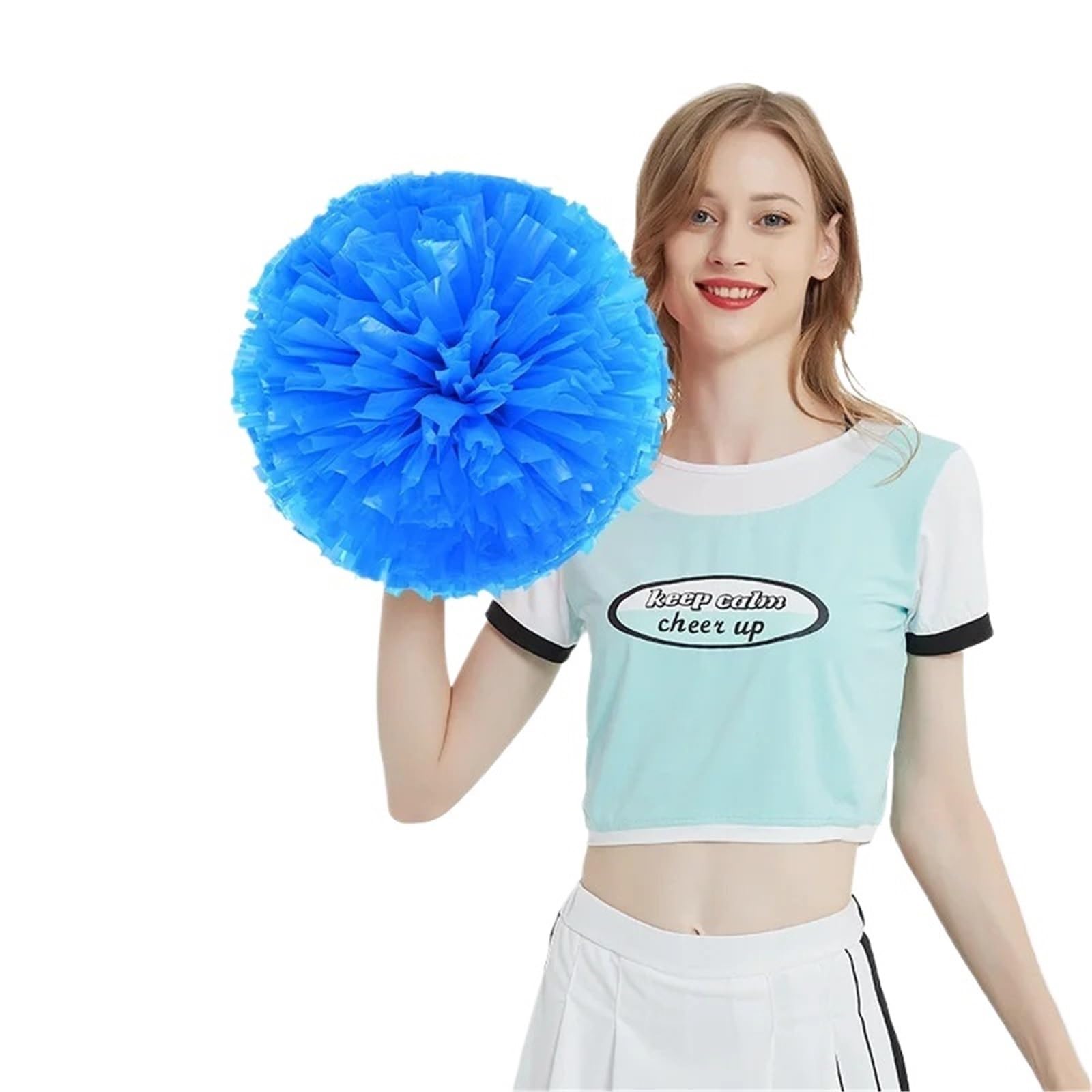 Pompom Cheerleading Team Hand Flower Sports Performance Dance Props Ball for Cheerleaders(Blue)
