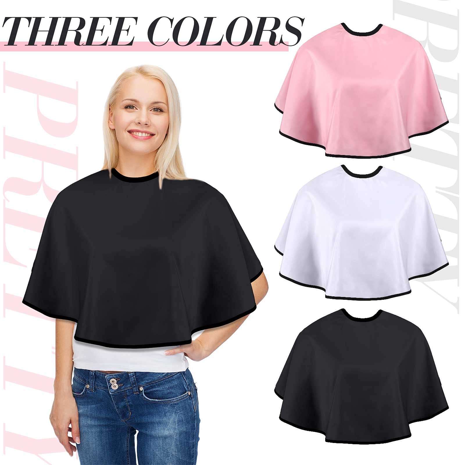 3 capas de maquillaje para clientes, baberos de maquillaje, delantales de barba, delantales de tinte para cabello, capas de champú, capas de peluquería, cabo corto, para peluquería, accesorios para 3