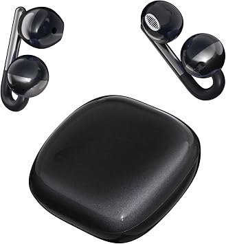 Open Ear Wireless Headphones Bluetooth 6.0 Clip-on Earbuds with ENC IPX5 Waterproof Open Earphones Black