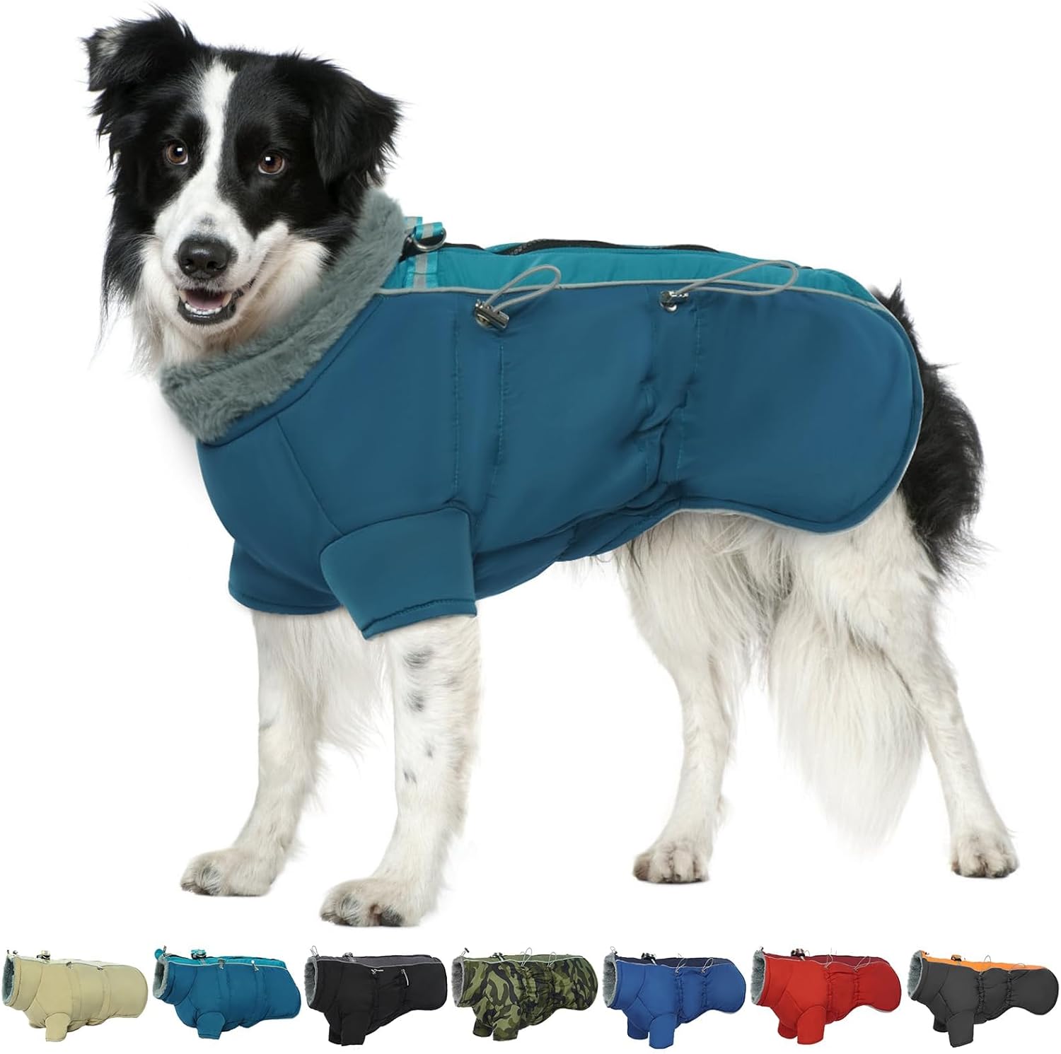 IKIPUKO Warm Dog Puffer Jacket, Zip Up Dog Coat with Harness Waterproof
